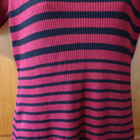 Preview Red & Black Stripe Knit Vintage Top w Shoulder Pads Wool Silk Medium - Picture 2 of 16